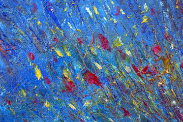 Abstract modern painting. Painting painted with a palette knife on canvas with oil paints in a large stroke.