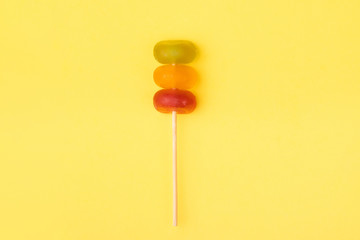 Traffic lights of jelly candy, a reminder for children about the rules of the road.