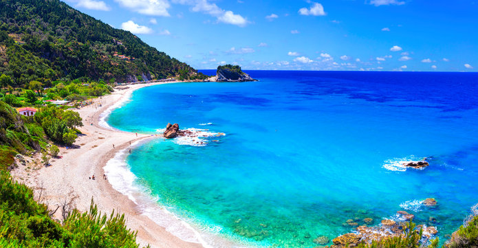 Best beaches of Samos island - scenic  Potami with turquoise waters,  near Karlovasi town, Greece