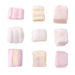 set of marshmallows isolated on white background