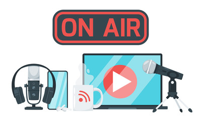 On air sign color vector illustration