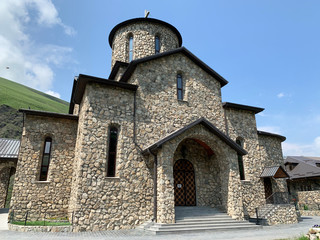 Fiagdon, Russia, North Ossetia. Khidikus.  Alan dormition male monastery. Cathedral of the Iberian...