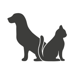 silhouette of a dog and cat on a white background