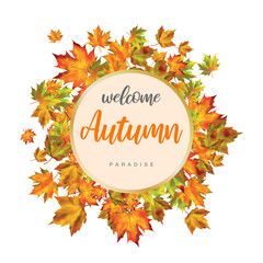 Autumn background maple leaf watercolor illustration 
