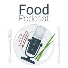 Food podcast color vector illustration