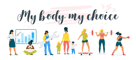 My body my choice feminist inspirational poster - obrazy, fototapety, plakaty
