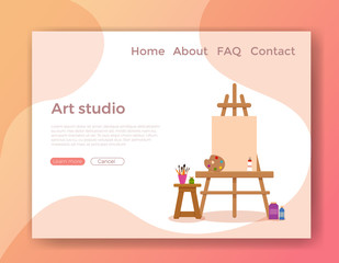 Painting tools elements cartoon colorful vector concept