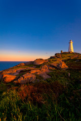 View of Cape Spear Lighthouse at Newfoundland, Canada, during sunset