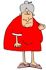 Upset old lady shaking a fist