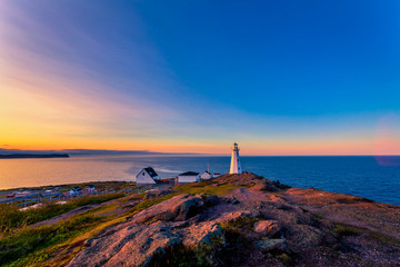 View of Cape Spear Lighthouse at Newfoundland, Canada, during sunset