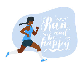 Run and be happy flat vector illustration