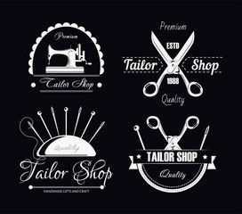 Sewing tools tailor shop isolated icons tailoring and repairing