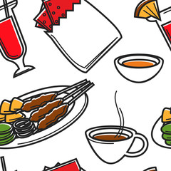 Food and drink Singapore seamless pattern national cuisine