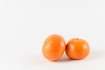 Mandarin on white background. Citrus fruit. Healthy freshness food. Orange fruit with vitamin