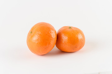 Mandarin on white background. Citrus fruit. Healthy freshness food. Orange fruit with vitamin