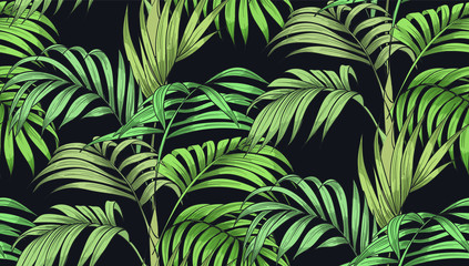 Fototapety  Seamless pattern with palm leaves. Jungle. Tropical forest. Vector print.