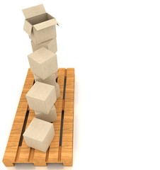 Cardboard boxes and graph concept.3d illustration.