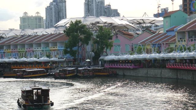 Clarke Quay, Singapore. It is famous for restaurants, bars and clubs.