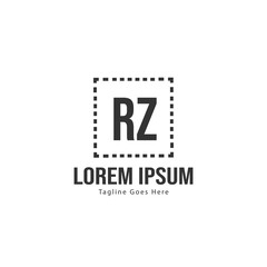 Initial RZ logo template with modern frame. Minimalist RZ letter logo vector illustration
