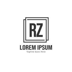 Obraz premium Initial RZ logo template with modern frame. Minimalist RZ letter logo vector illustration