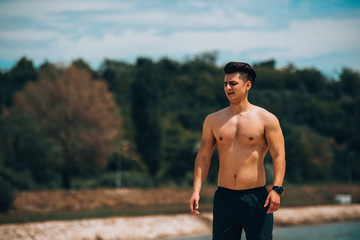 Young man with a defined body