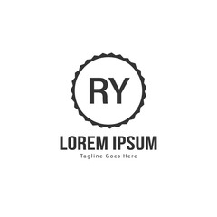 Initial RY logo template with modern frame. Minimalist RY letter logo vector illustration