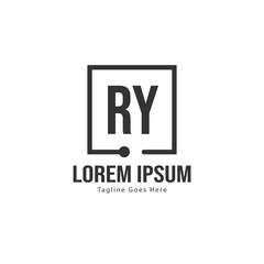 Obraz premium Initial RY logo template with modern frame. Minimalist RY letter logo vector illustration