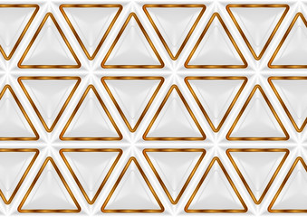 Abstract tech geometric background. Grey and bronze glossy 3d triangles. Modern technology pattern vector template