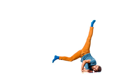 Beautiful dancer posing on a studio background