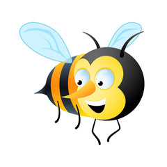 Character. Cute bee flies smiling. Vector drawing in cartoon style. Clip-art.