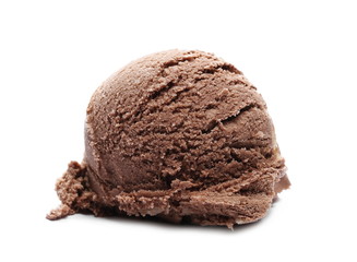 Chocolate ice cream ball isolated on white 