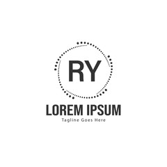 Initial RY logo template with modern frame. Minimalist RY letter logo vector illustration