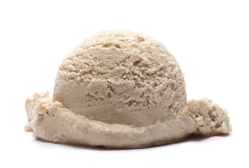 Hazelnut ice cream ball isolated on white background