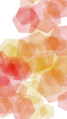 Multicolored translucent hexagons on white background. Vertical image orientation. 3D illustration