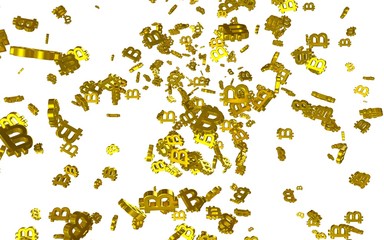 Digital currency symbol Bitcoin on a white background. Fall of bitcoin. crypto currency graph on virtual screen. Business, Finance and technology concept. 3D illustration