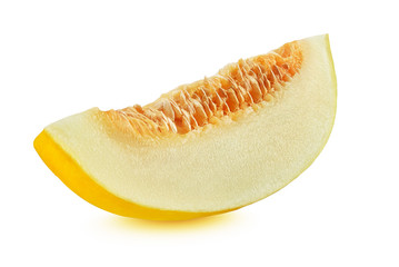 Canary melon slice isolated on white background