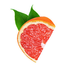 Grapefruit slice isolated on white background