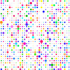 White background with multicolored dots    