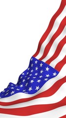 Waving flag of the United States of America. Stars and Stripes. State symbol of the USA. 3D illustration