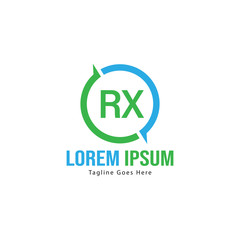 Initial RX logo template with modern frame. Minimalist RX letter logo vector illustration