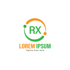 Initial RX logo template with modern frame. Minimalist RX letter logo vector illustration