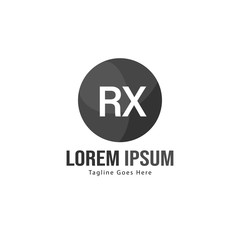 Initial RX logo template with modern frame. Minimalist RX letter logo vector illustration