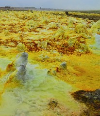 Ethiopia . Colored fumaroles of the volcano Dallol.