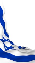 The flag of Israel. State symbol of the State of Israel. A blue Star of David between two horizontal blue stripes on a white field. 3d illustration