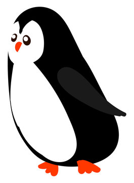 recommend clip art: Running penguin, illustration, vector on white background.