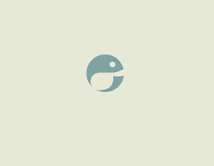 Abstract geometric blue fish logo icon
