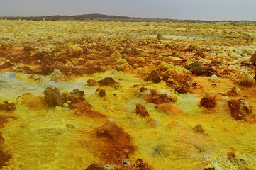 Ethiopia . Colored fumaroles of the volcano Dallol.