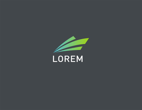 Abstract bright gradient Logo icon geometric line in the form of a ship or other marine vessel