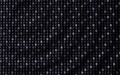 Bitcoin and currency on a dark background. Digital crypto symbol. Currency bubble, wave effect, market fluctuations. Business concept. 3D illustration