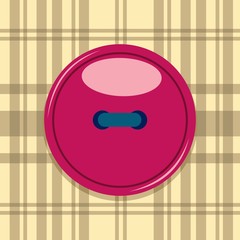 Red cartoon button sewn from checkered fabric. Red Vector Fabric Vector Button Button Cartoon Illustration for Web